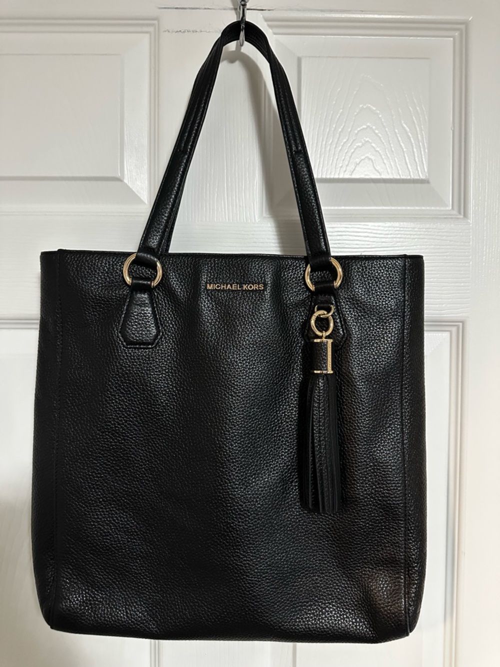 Michael Kors Black Pebbled Leather Tassel Tote